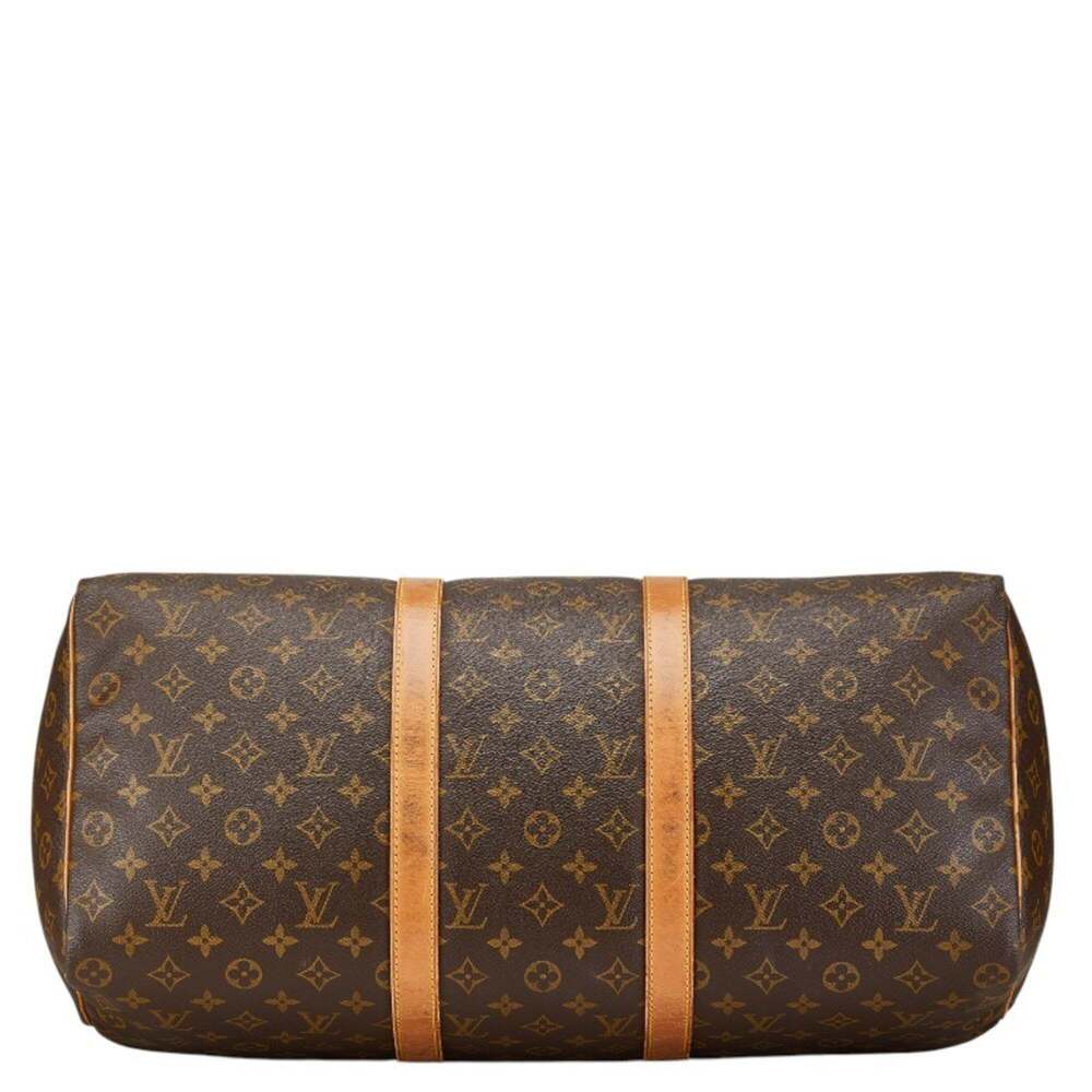 LOUIS VUITTON Authentic Brown Monogram Leather Keepall 50 Boston Bag - Picture 3 of 16